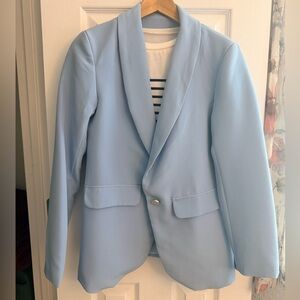 Bundle - Light Blue Blazer and Navy/white stripe top